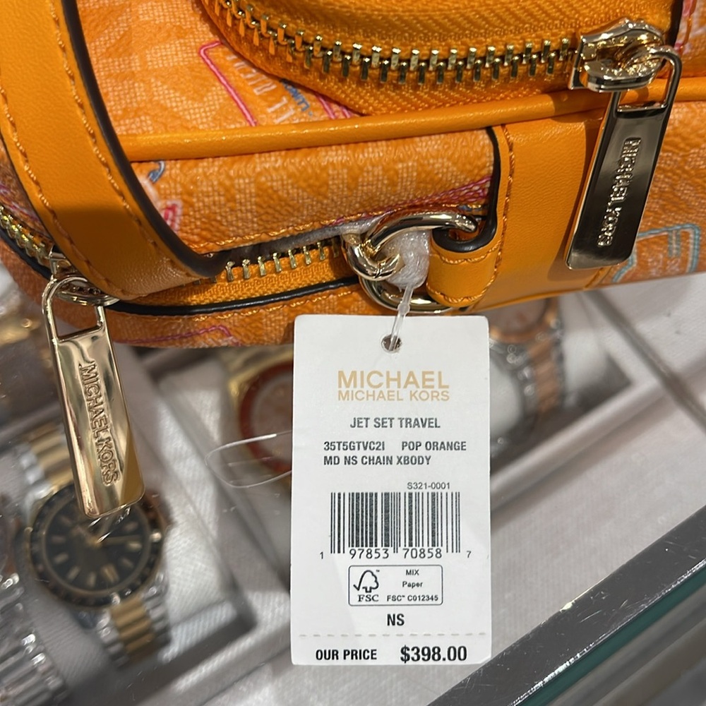 MICHAEL KORS Jet Set Md Printed Signature Logo Crossbody NS CHAIN XBODY Flight - Picture 9 of 16